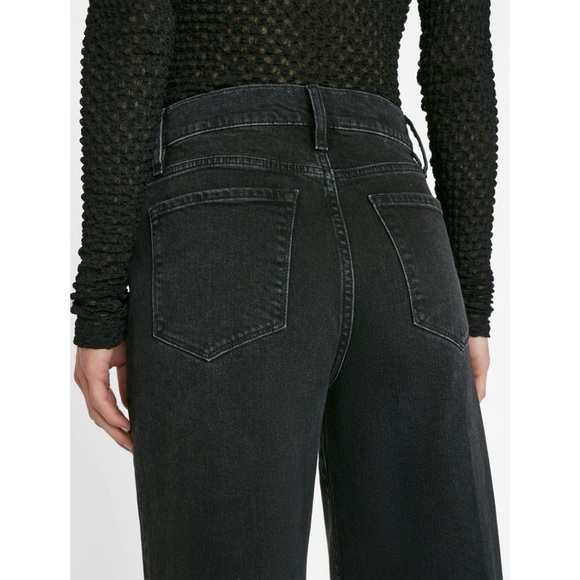 NWT FRAME Le Slim Palazzo Jeans High Rise Wide Leg Denim Black Hutchinson 23 - Picture 13 of 15